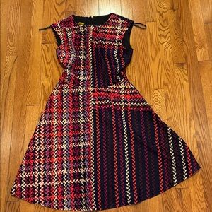 Donna Morgan Red and Black Patterned Mini Dress